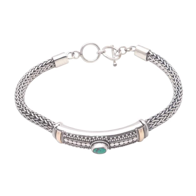 NOVICA Center of Hope, Gold accented turquoise pendant bracelet