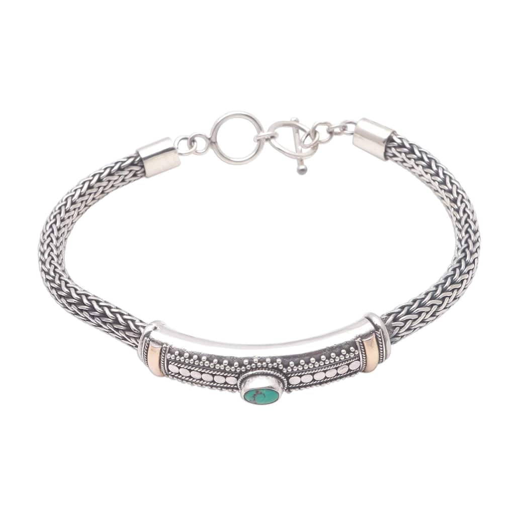 NOVICA Center of Hope, Gold accented turquoise pendant bracelet