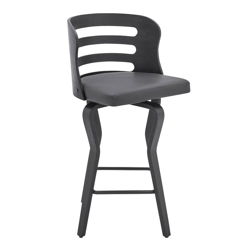 Verne 26" Swivel Faux Leather and Wood Bar Stool - Counter Height - 23-28 in.