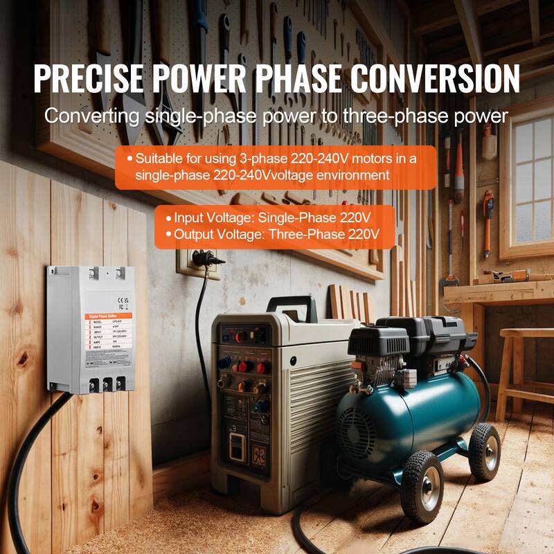 3 Phase Converter- Single Phase to 3 Phase Converter, Digital Phase Shifter for Residential & Light Commercial Use