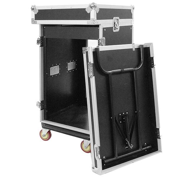 Shop Seismic Audio 16 Space Rack Case With 10 Space Slant Mixer Top And Dj Work Table 16u Dj Case Overstock 14190857