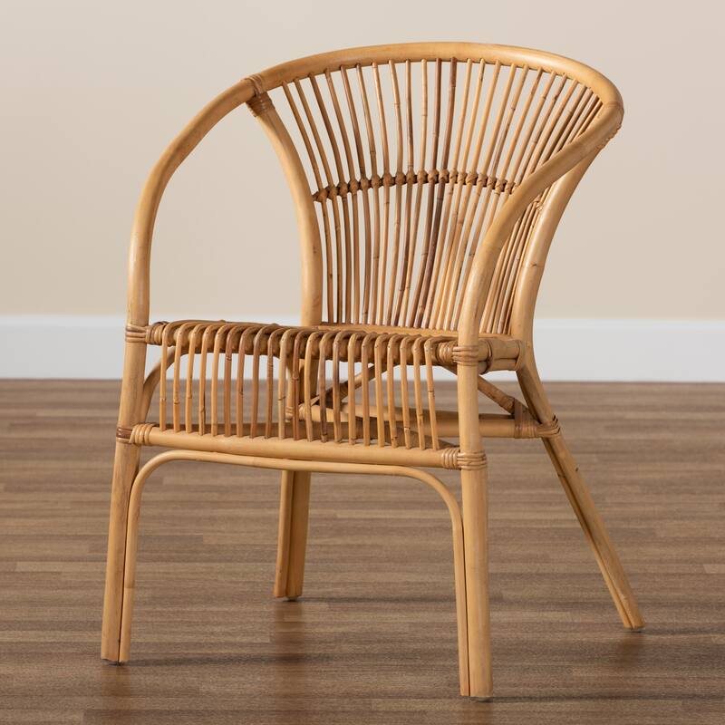 Murai Modern Bohemian Natural Brown Rattan Dining Chair