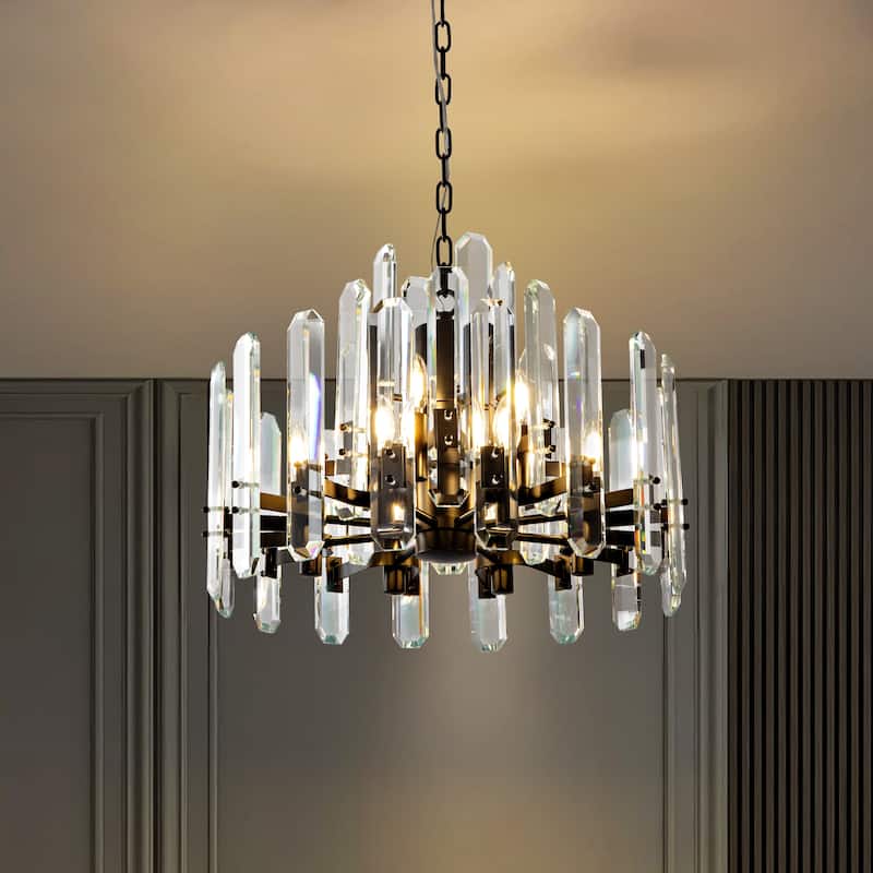 KAYLA 24- 54in Modern Luxury Crystal Chandelier Lighting - LED Ceiling Light Fixture - 24in - Black