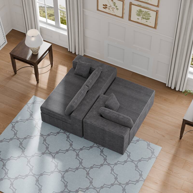 Modland 108" Boneless Cloud Couch, Modular L-Shaped Sectional Sofa, No Assembly, Corduroy