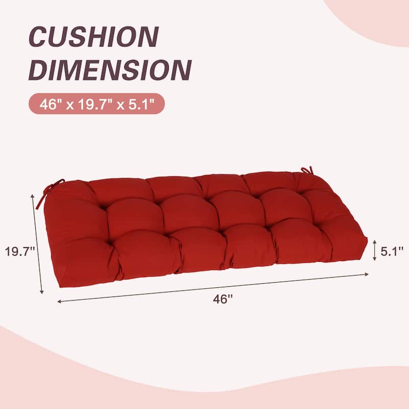 Aoodor Outdoor Polyester Tufted Bench Cushion, Water-resistant & Fade-Resistant Cushion