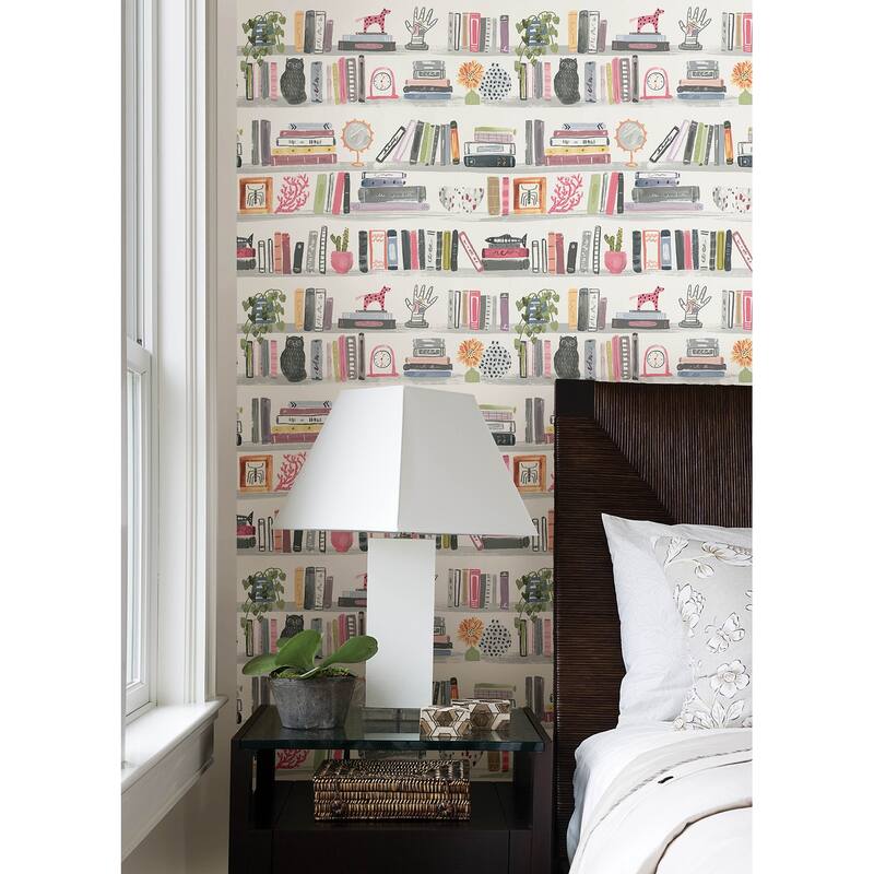 NuWallpaper Painterly Pink Shelf Stories Novelty Peel & Stick Wallpaper