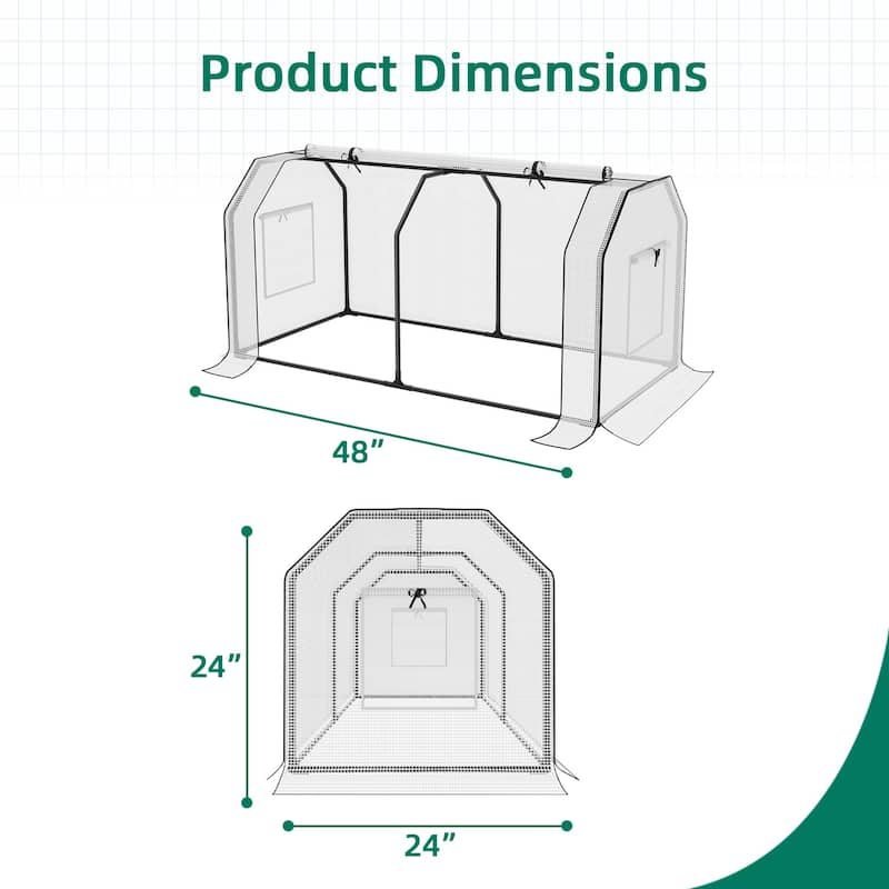 Patio Watcher 48x24x24-inch Portable Mini Greenhouse with PE Cover and Zipper Ventilation Doors for Garden Plants