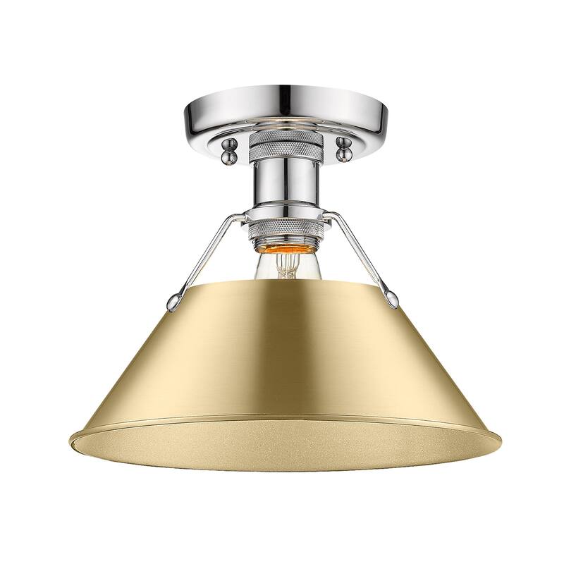 Yep by Golden Lighting Orwell 1-light Flush Mount in Chrome and Brushed Champagne Brass shade - Silver