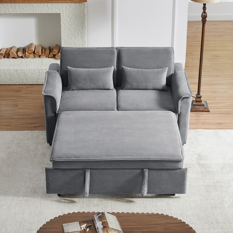 3-in-1 Convertible Sleeper Sofa with Pull-Out Bed, Loveseat Sofa Bed with 3-Level Adjustable Backrest