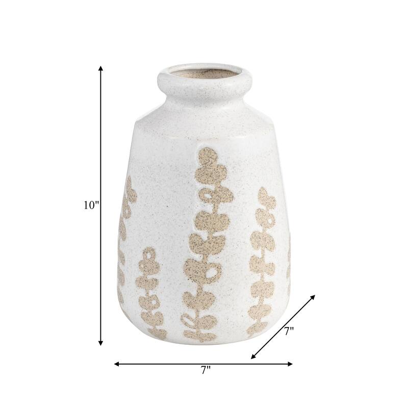 Sagebrook Home Decorative Ivory Botanical Floral Ceramic Vase