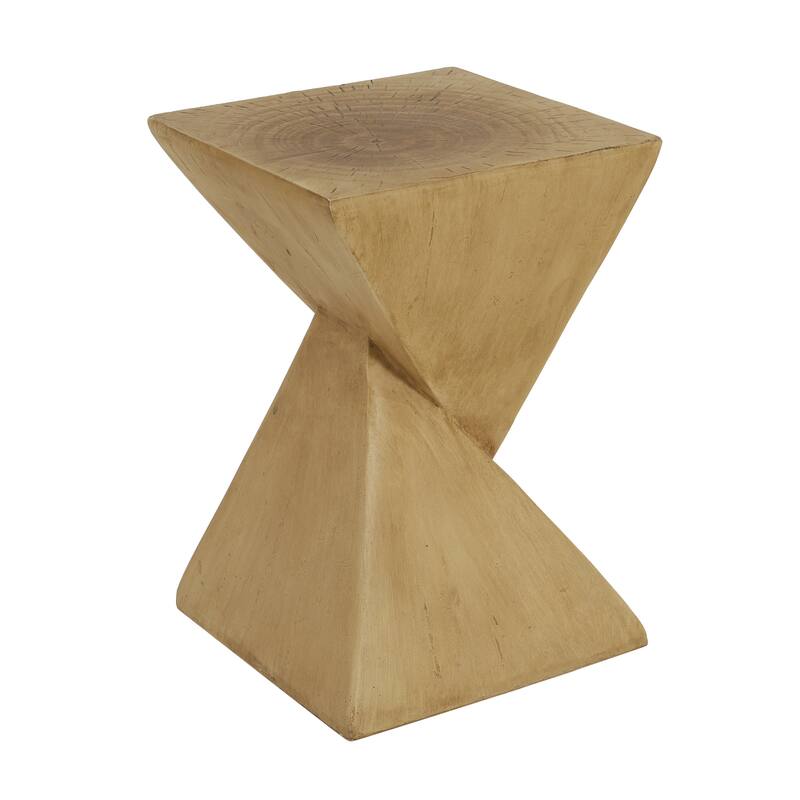 A Twisted Hourglass Structure And A Wood-Like Finish Geometric Mgo Side Table