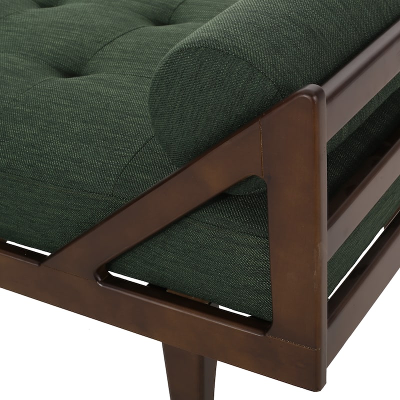 Modern 65" Button Tufted Chaise Lounge Chair with Bent Wood Desing and Rolled Accent Pillows