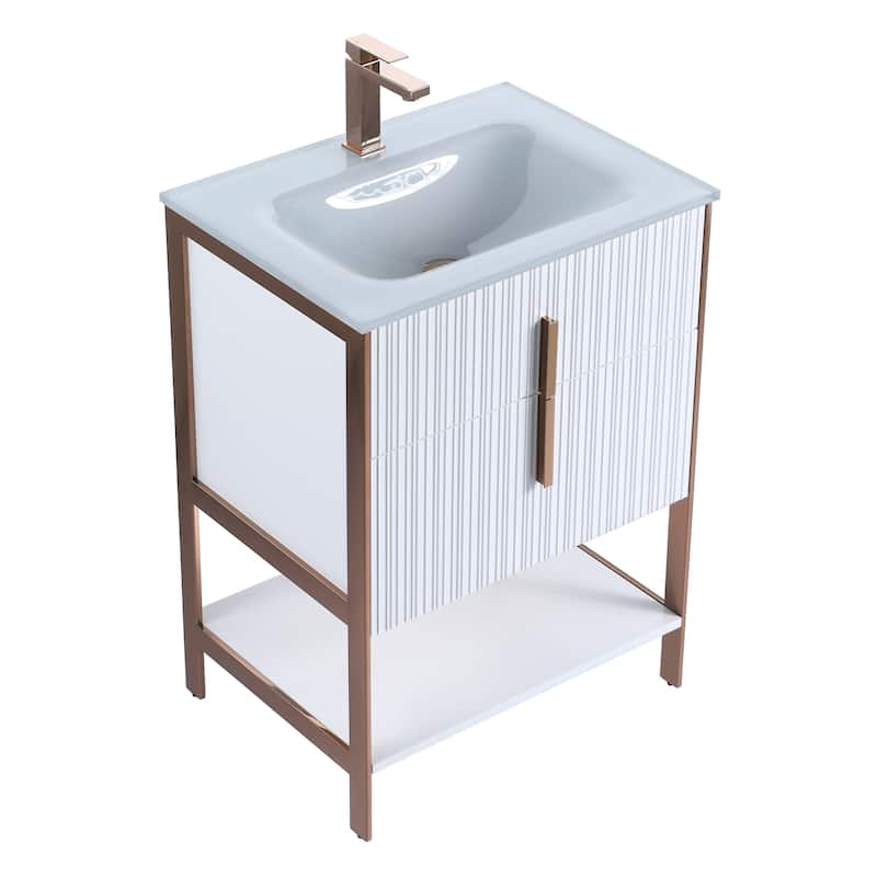 Fine Fixtures Serenity Modern Bathroom Vanity with White Glass Top