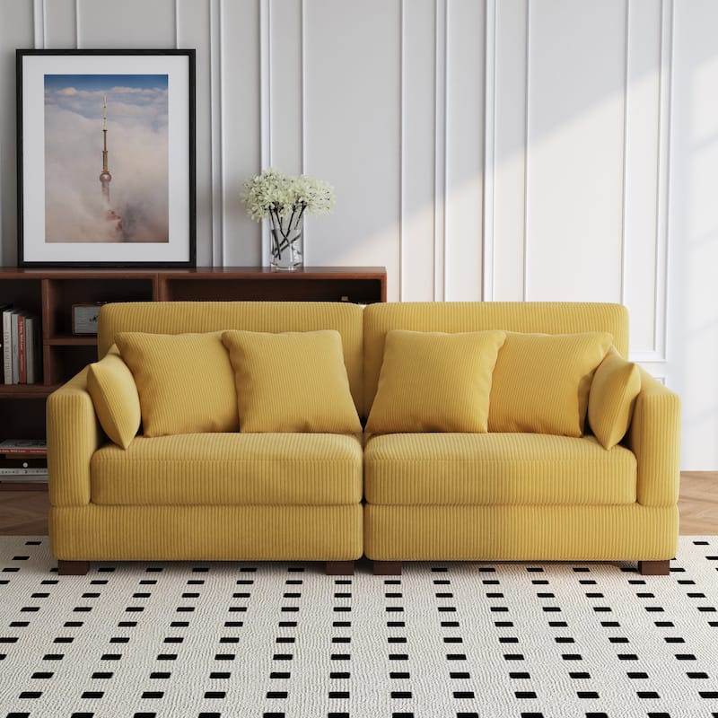 84.5″W Modern Corduroy Couch Modular Sofa