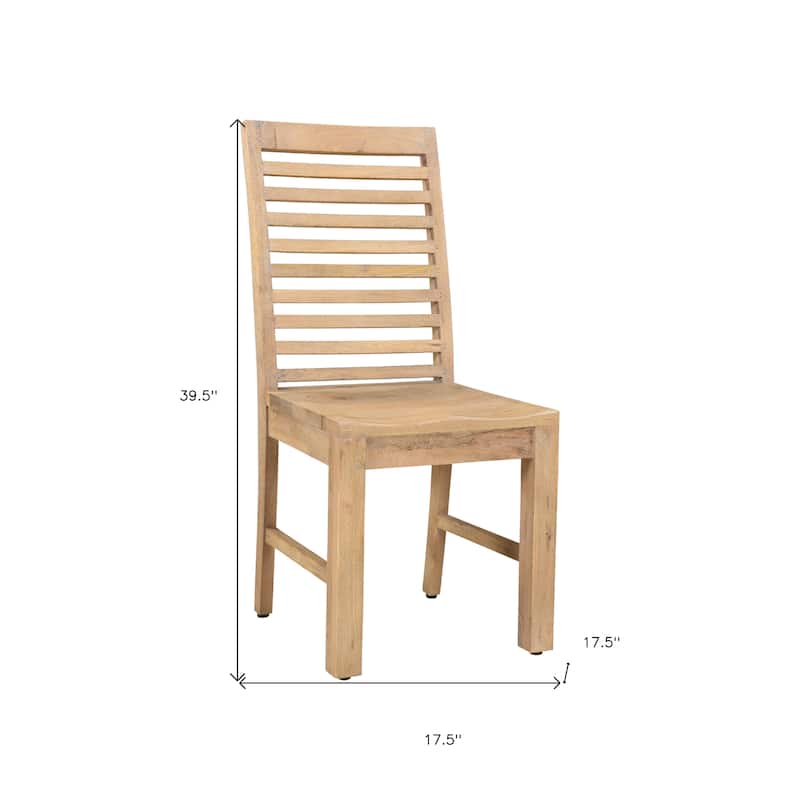 HomeRoots Set of Two Brown Solid Wood Ladder Back Dining Side Chairs - 17.5 in. x 39.5 in. x 17.5 in.
