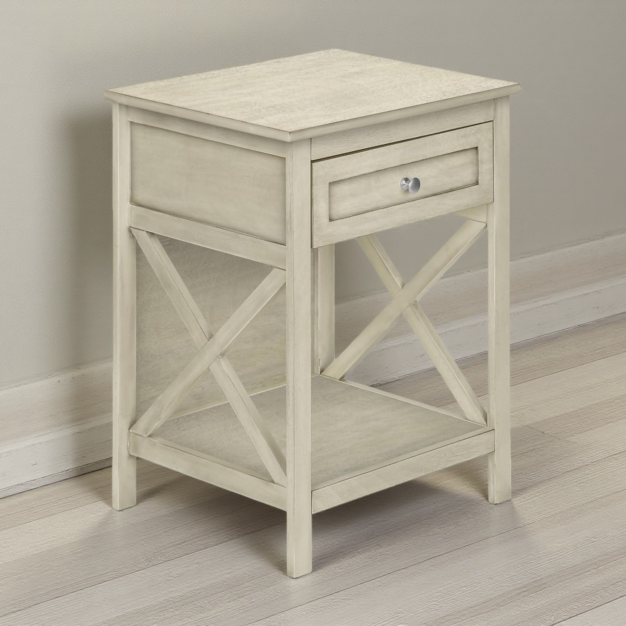 19"L Bush Furniture Key West End Table with Drawer, Bottom Shelf, Transitional Design & Versatile Use for Living Room, Bedroom