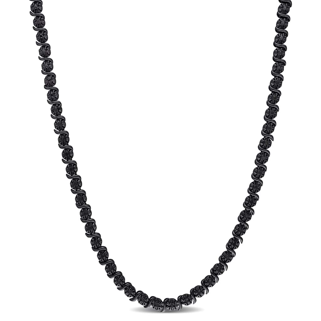 Miadora 1/2ct TW Black Diamond Tennis Necklace in Sterling Silver Black Rhodium