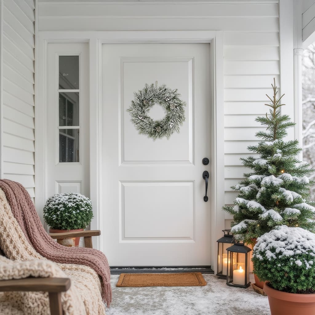 Pine Cones and Berries Flocked Rosemary Small Artificial Christmas Wreath - 20" - Unlit