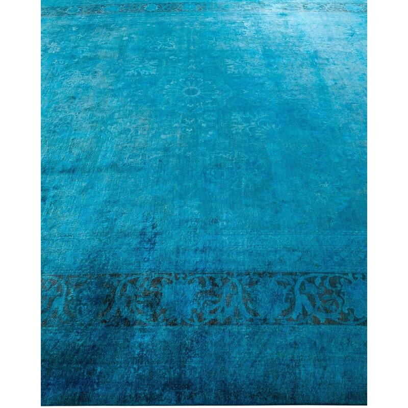 Overdyed, One-of-a-Kind Hand-Knotted Area Rug - Blue - 10' 3" x 14' 0"