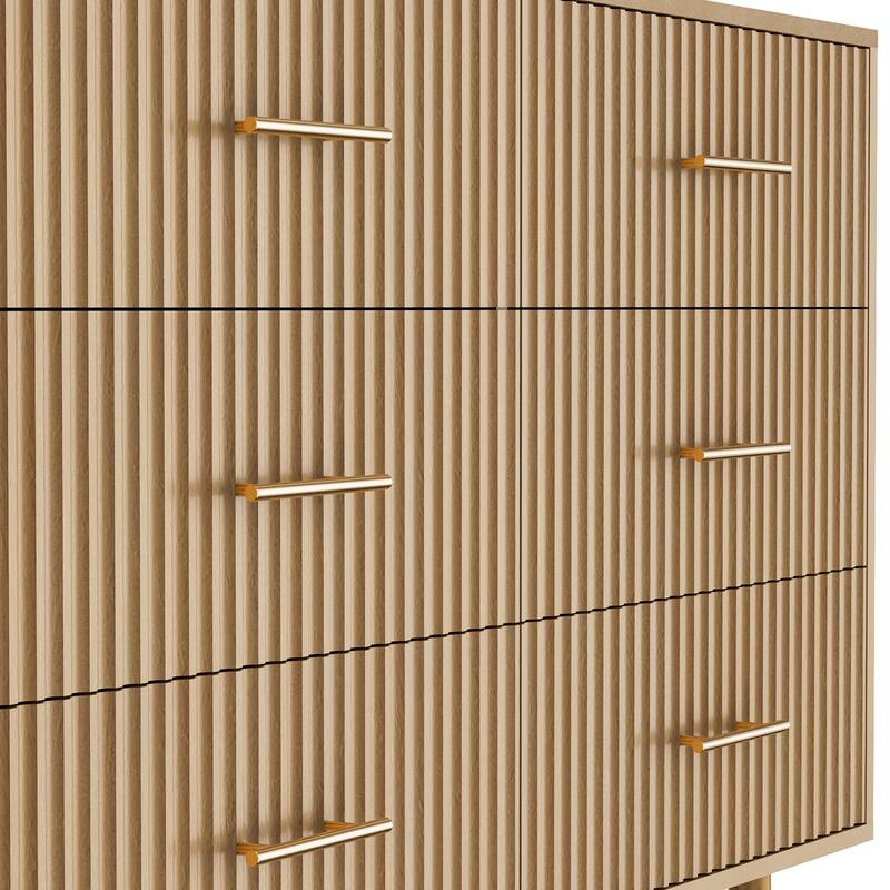 Modern Vertical Stripe 6-Drawer Dresser Multipurpose Storage