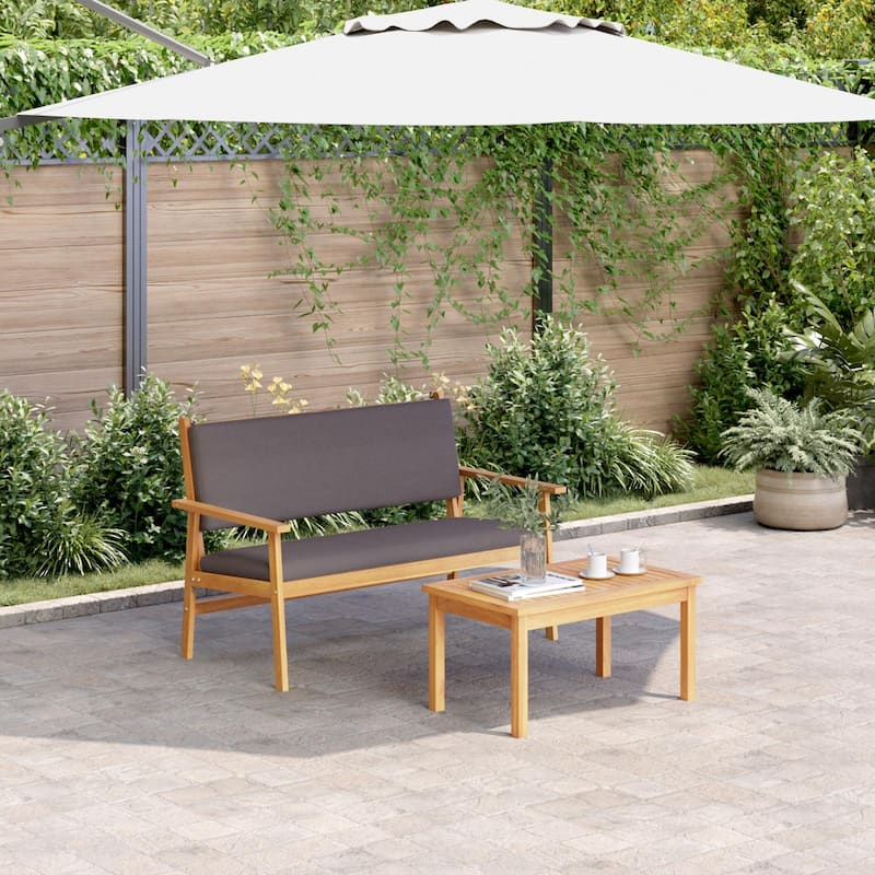 vidaXL Garden Bench with Cushions Solid Wood Acacia - 25.2 x 47.2 x 31.1 - Anthracite