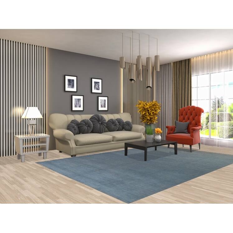 Blue Modern Gabbeh Oriental Area Rug Hand-Knotted Wool Carpet - 6'6" x 9'6"