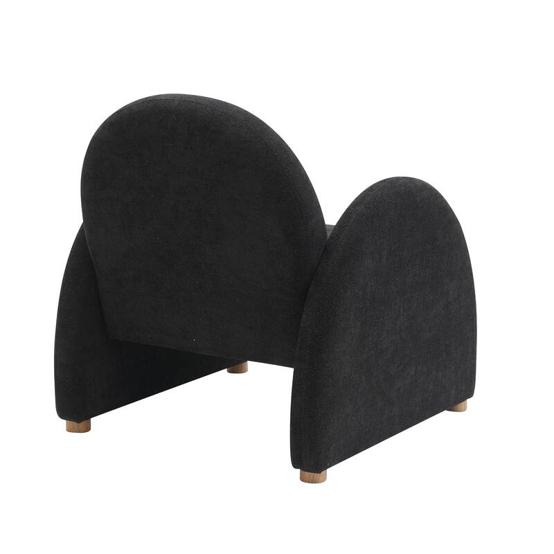Modern Boucle Accent Armchair - Comfortable Upholstered Lounge Chair with Curved Armrests, Stylish Minimalist Chair