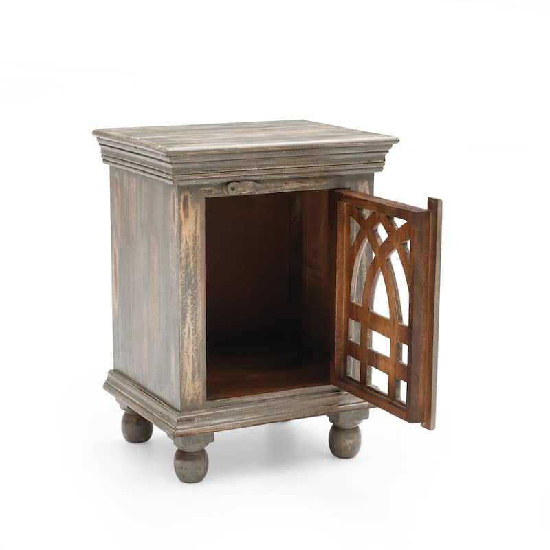 18" W X 14" D X 24" H Antique Grey Wood Nightstand