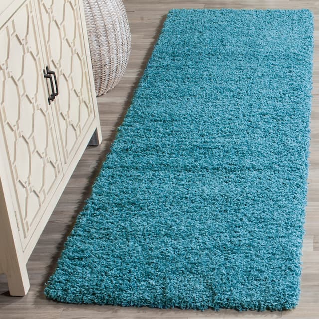 SAFAVIEH Laguna Shag Verdiana Solid Color 2-inch Thick Shag Rug - 2'3" x 8' Runner - Turquoise