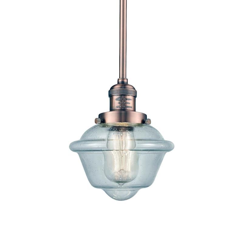 Innovations Lighting Small Oxford Single Light 8" Wide Mini Pendant - Antique Copper / Seedy