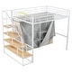preview thumbnail 14 of 36, White Space-saving Full/Twin Size Metal Loft Bed with Wardrobe and Storage Shelves
