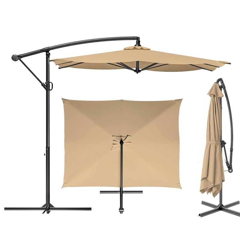 COSIEST 9 x 11.5 ft Cantilever Hanging Outdoor Umbrella w/360-degree Rotation