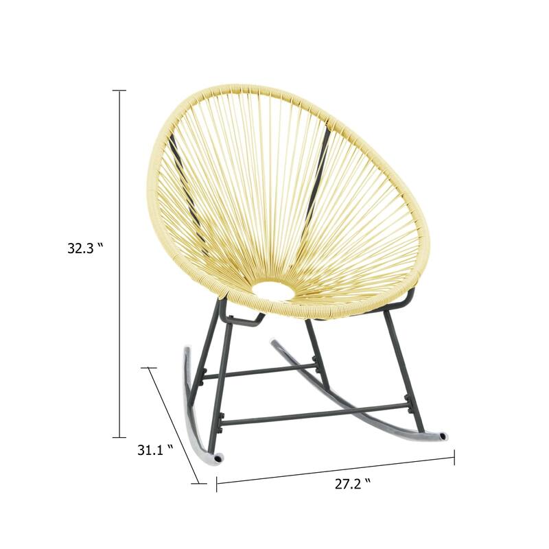 Jackie Rocking Acapulco Chair, Beige Poly Rattan, Powder Coated Steel