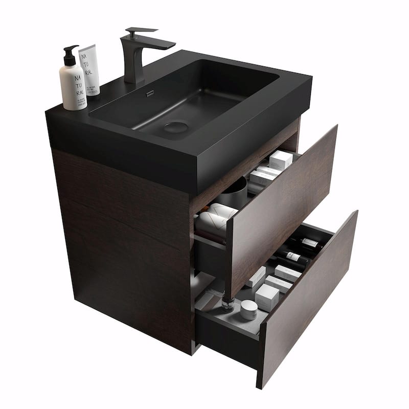 36"/30"/24" Floating Bathroom Vanity with Sink, Wall-Mounted Storage Cabinet