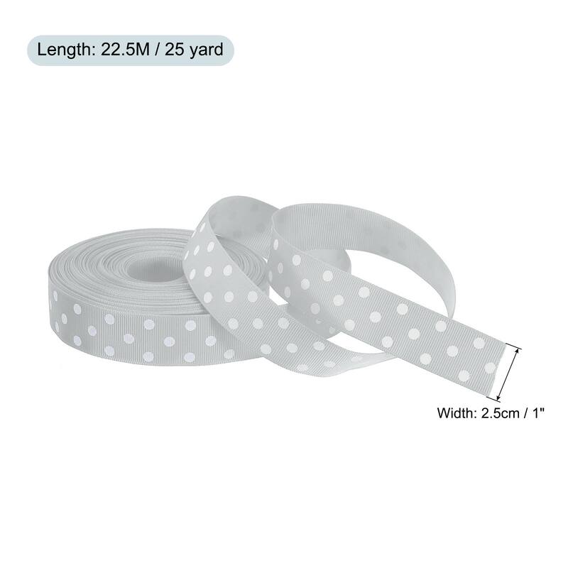 Grosgrain Ribbons with Dots Ribbon Bow Decoration - Gray - 25 Yards 1 Inch