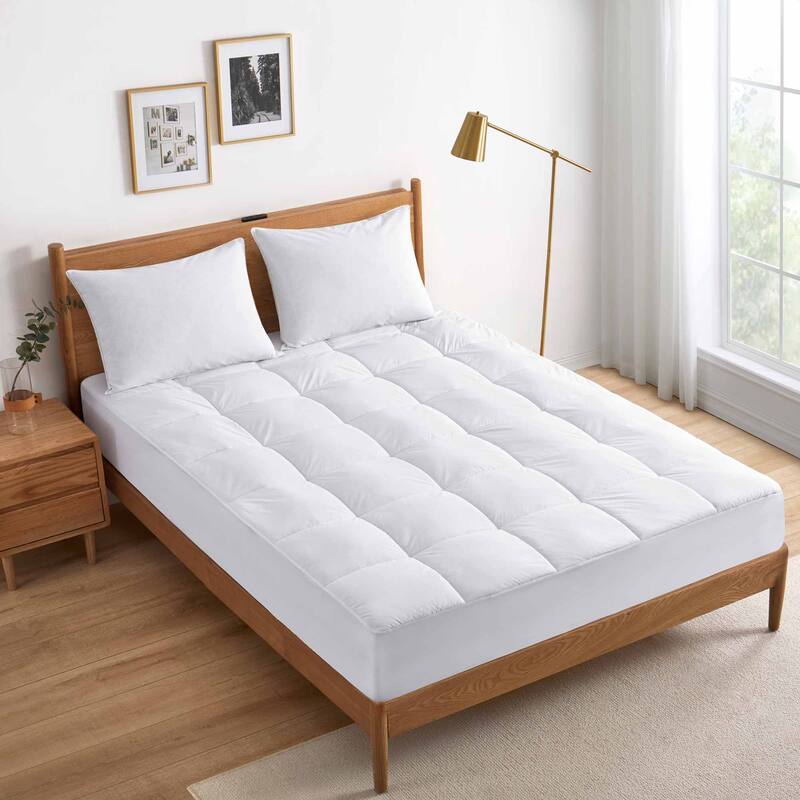 PCM Cool Touch Cooling White Mattress Pad & Protector with Elastic Deep Pocket - King - Mattress Pad Diamond