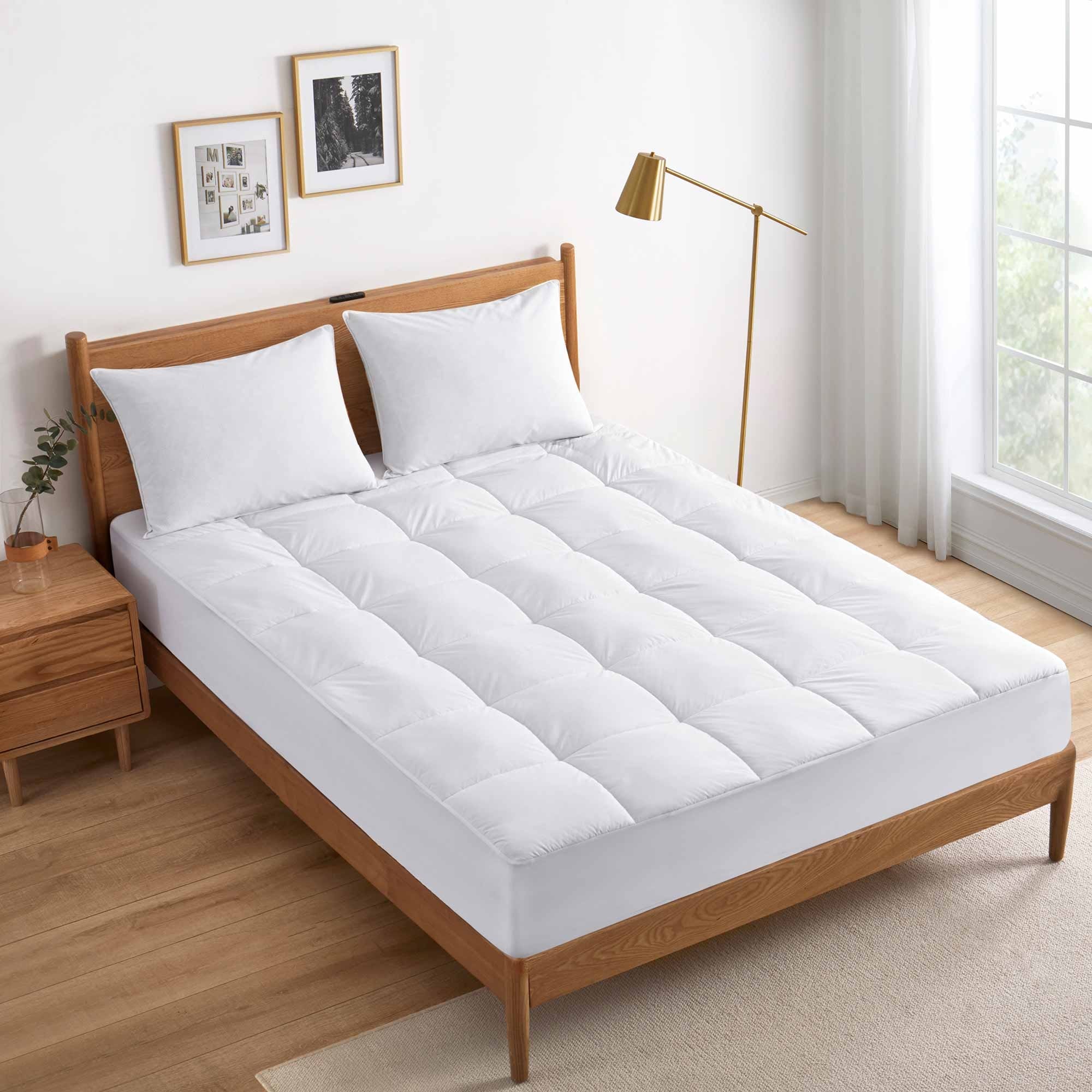 PCM Cool Touch Cooling White Mattress Pad & Protector with Elastic Deep Pocket