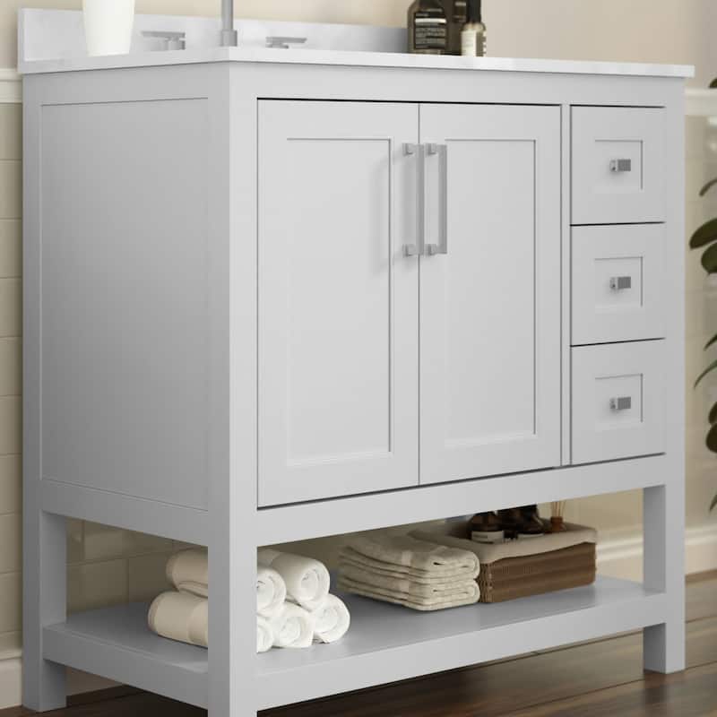 Bathroom Vanity with Sink, Open Storage, and Storage Drawers