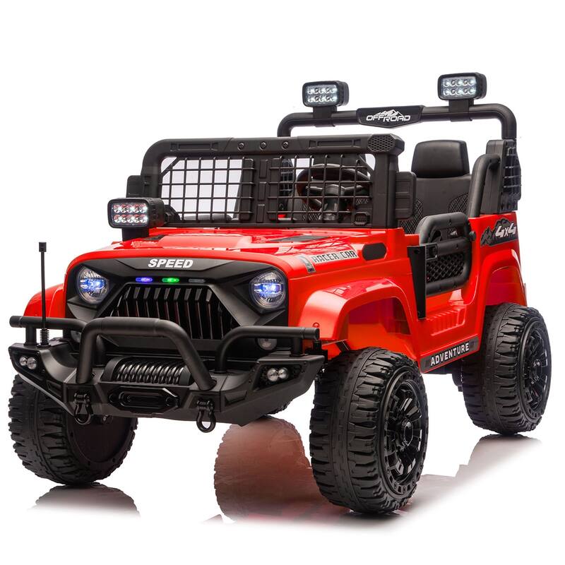 24V 2-seater Kids Ride On Electric Truck Car W/Parents Control, 2wd, Four-wheel Suspension, 8.66in Ground Clearance