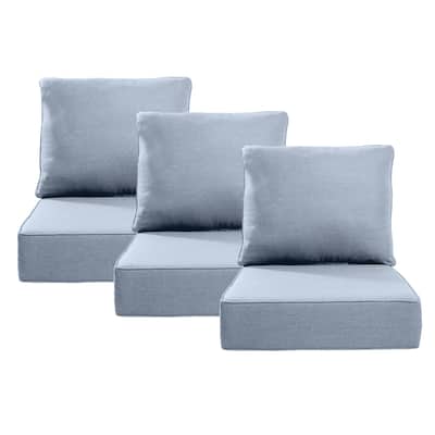 Pocassy 24x24x6 Inch Thick Cushions Pillows Indoor Outdoor Deep Seat Water & Fade Resistant - 3 Set