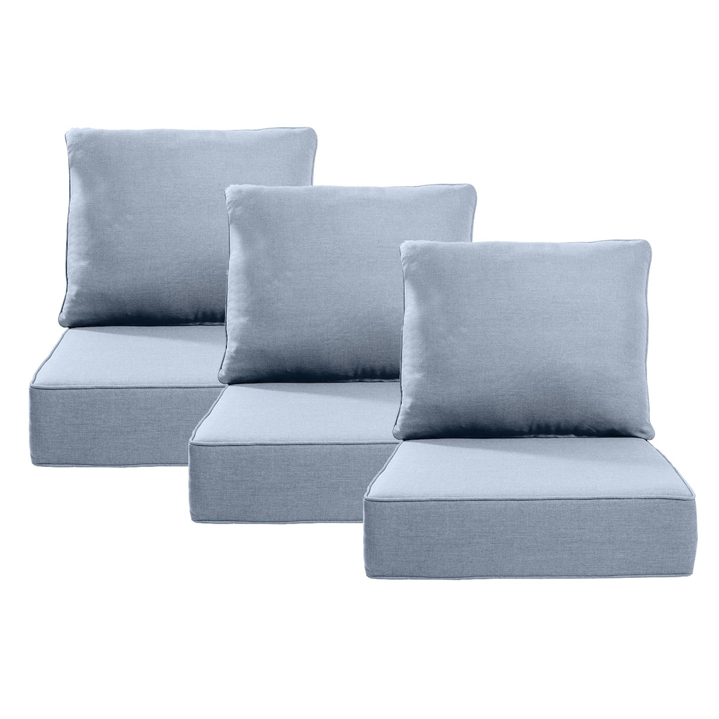 Pocassy 24x24x6 Inch Thick Cushions Pillows Indoor Outdoor Deep Seat Water & Fade Resistant - 3 Set