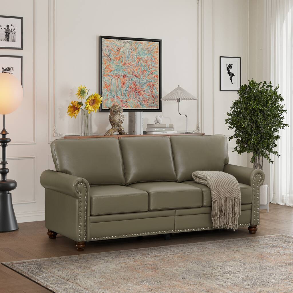 Classic Faux Leather Sofa with Storage - Comfortable Design