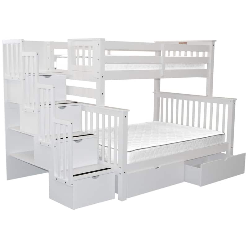 Taylor & Olive Trillium Twin over Full Stairway Bunk Bed, 2 Drawers