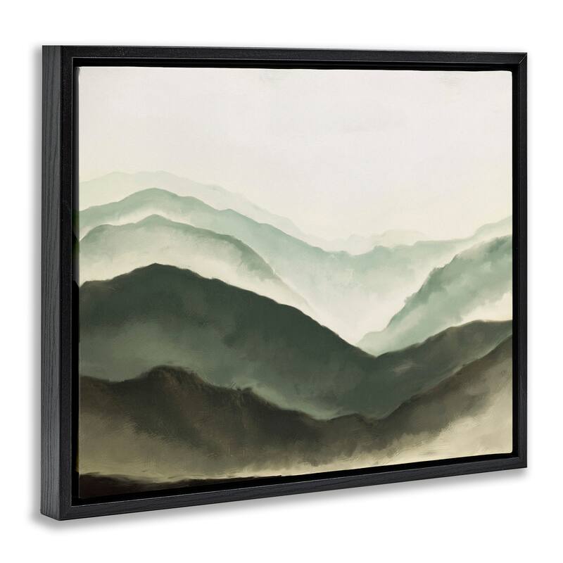 Stupell Misty Mountain Range Atmospheric Landscape Watercolor Painting Floater Frame - Green