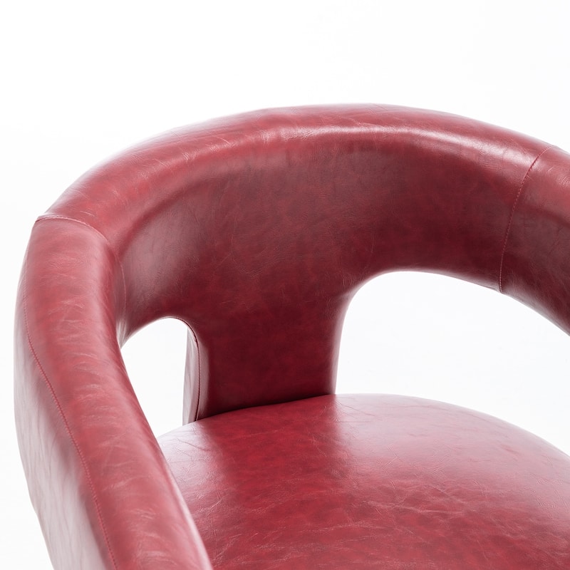 SEYNAR Modern Glam PU Leather Upholstered Dining Chair, Open-Back Accent Chair