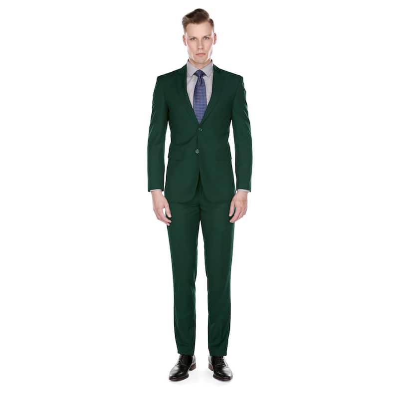 Braveman Men's Formal Two Piece 2-Piece Slim Fit Cut Suit Set - Forest Green - 54R