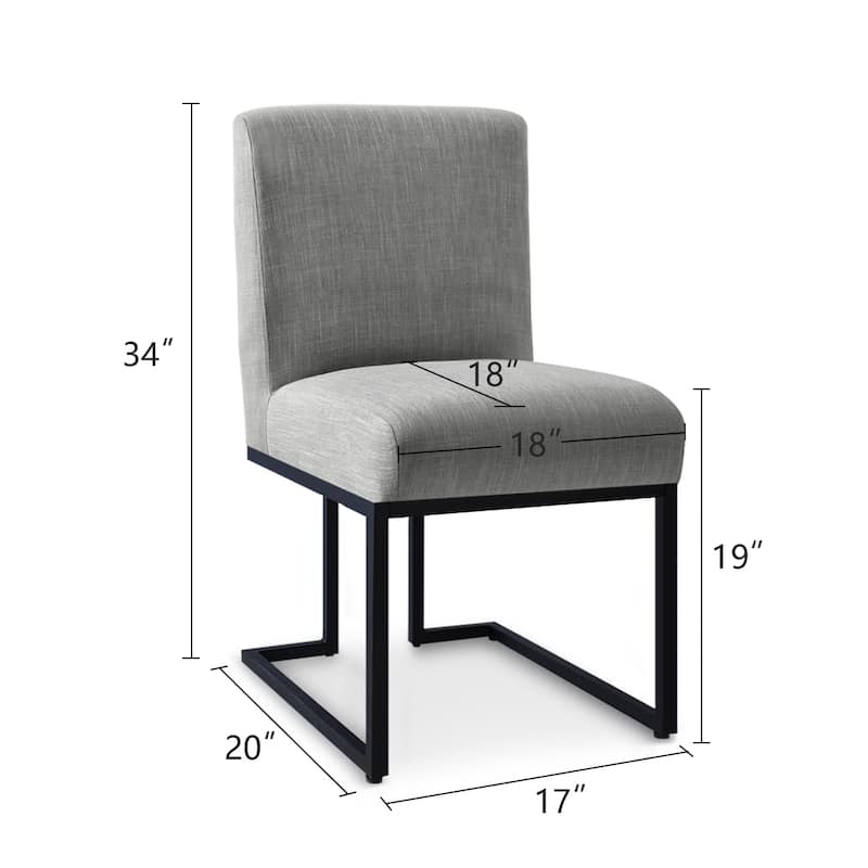 Chenille Upholstered Dining Chair with Black Metal Legs