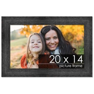 20x14 Distressed/Aged Black Wood Picture Frame - UV Acrylic, Foam Board ...