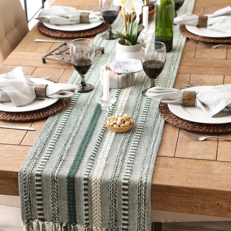 DII Black Braided Stripe Table Runner