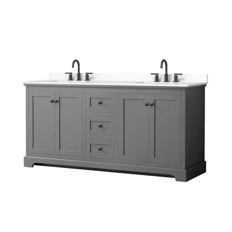 Wyndham Collection WCV232372D-QTZ-US3MXX Avery 72" Free Standing - Dark Gray / White Quartz Top / Matte Black